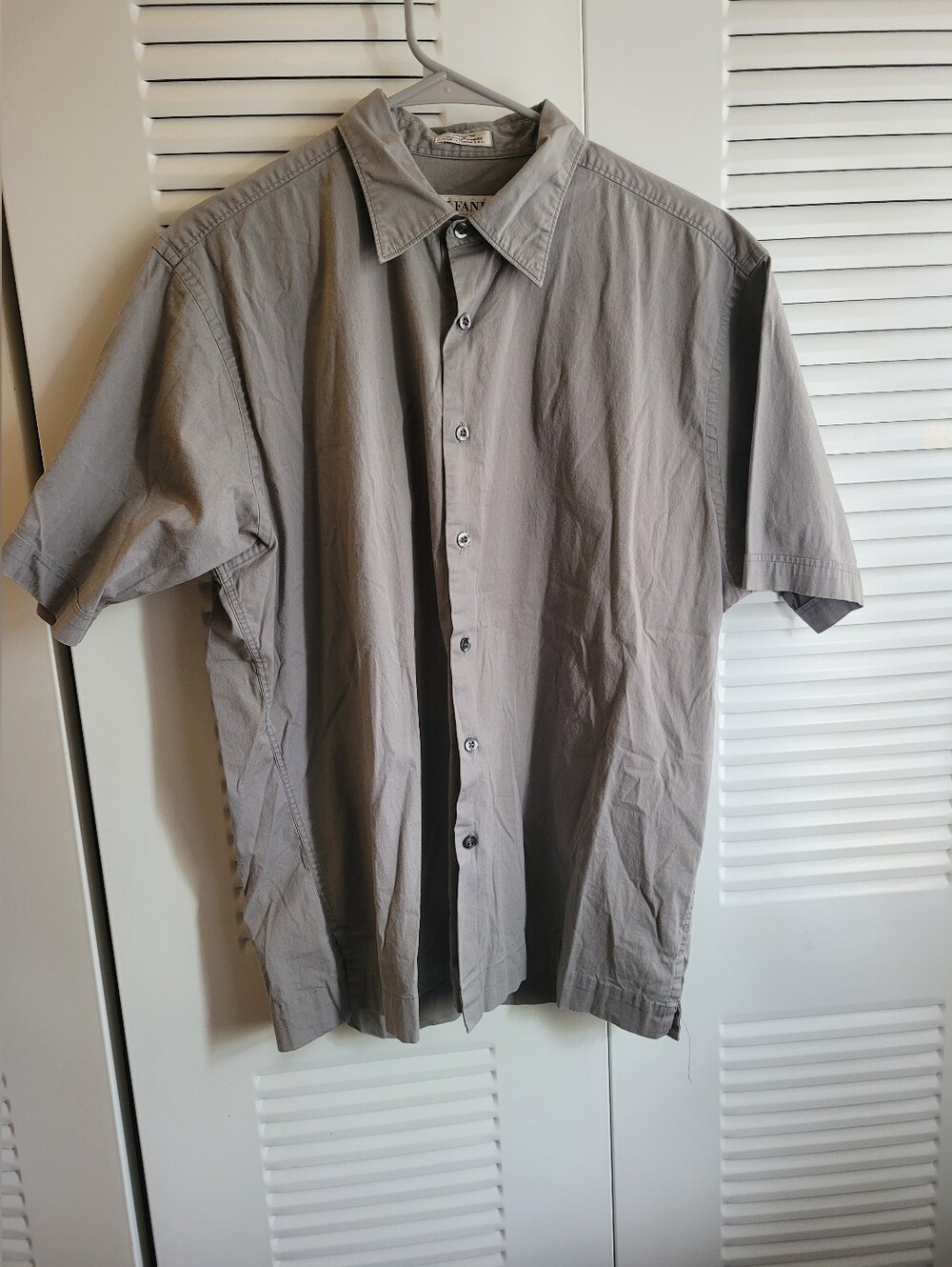 Alfani Short-Sleeve Button-Down Shirt - Gray Size Large